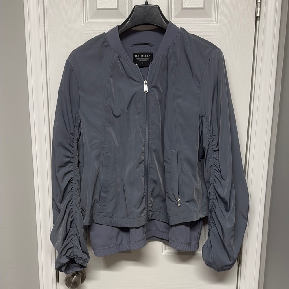 Athleta Gray Ruched Jacket
